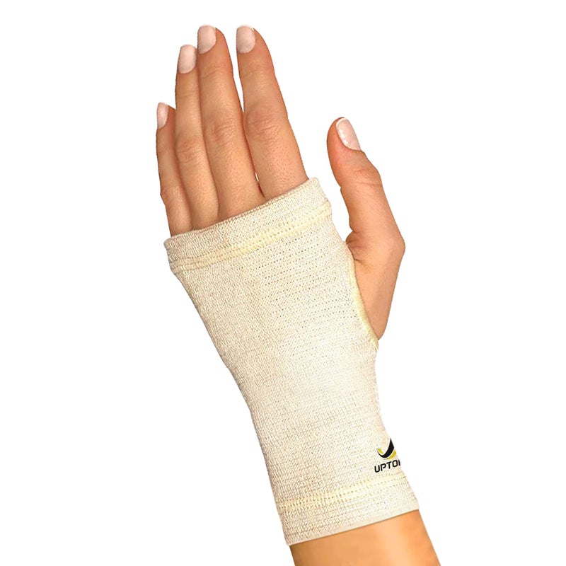 UptoFit Copper Wrist Compression Sleeve Hand Brace Wrist Support for Carpal Tunnel Wrist Brace for Tendonitis Breathable Copper Compression Sleeve WhiteSkin in Medium Pack of 1